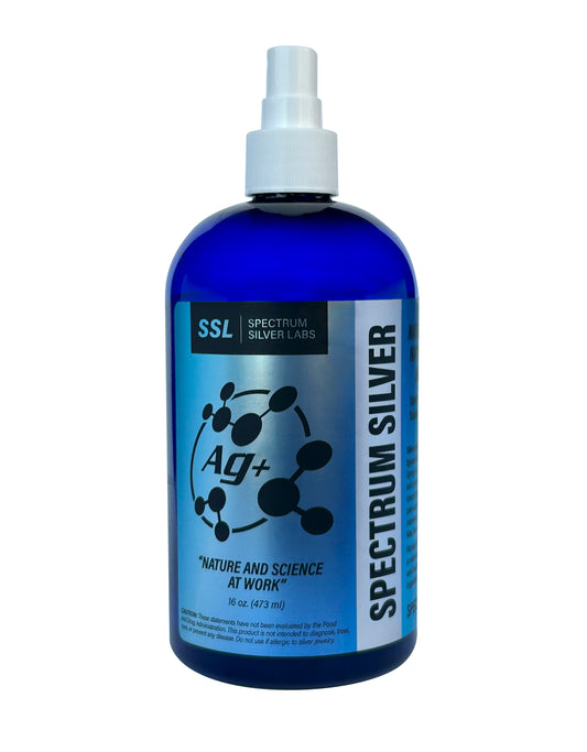 Spectrum Silver 16 oz blue bottle
