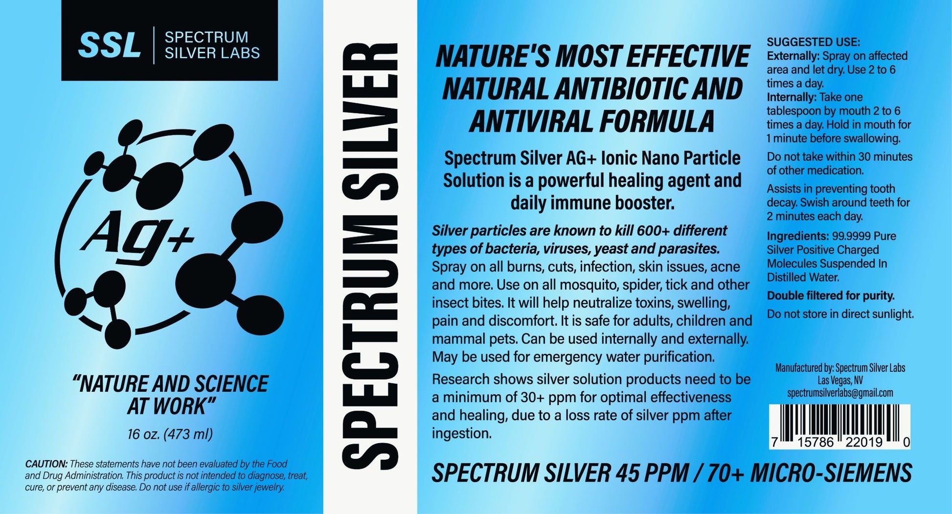 .Spectrum Silver AG+ Ionic Nano Silver 16 oz – SPECTRUM SILVER LABS
